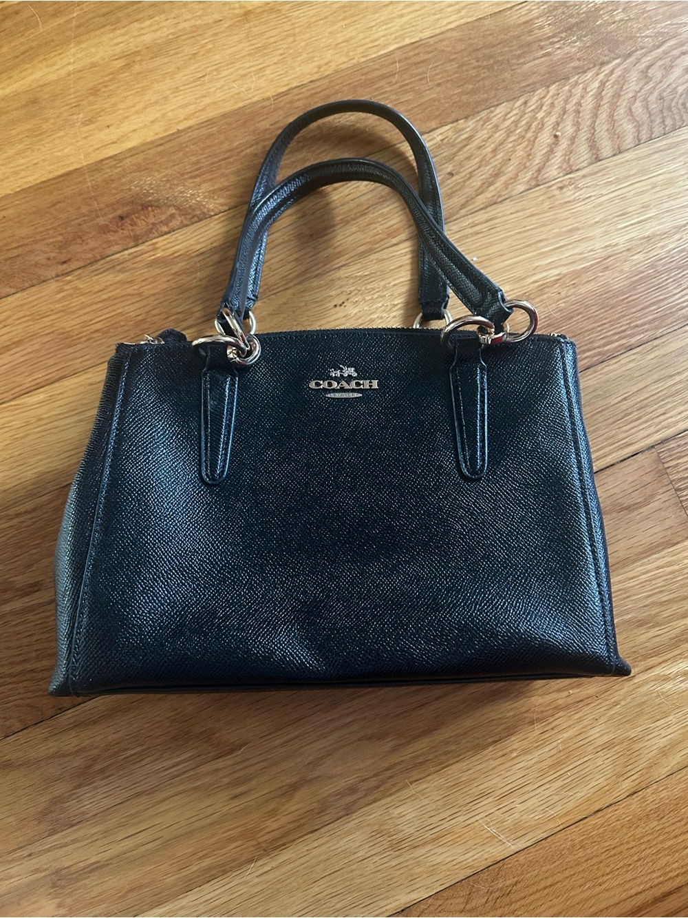 Coach Black Leather Handbag with Gold Hardware